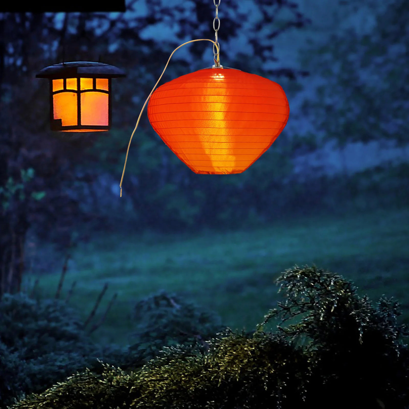 

Chinese Red Lantern Decorative Lights Outdoor Street Festival Hanging Lamp For New Year Wedding Party Water Drop Oval Silk