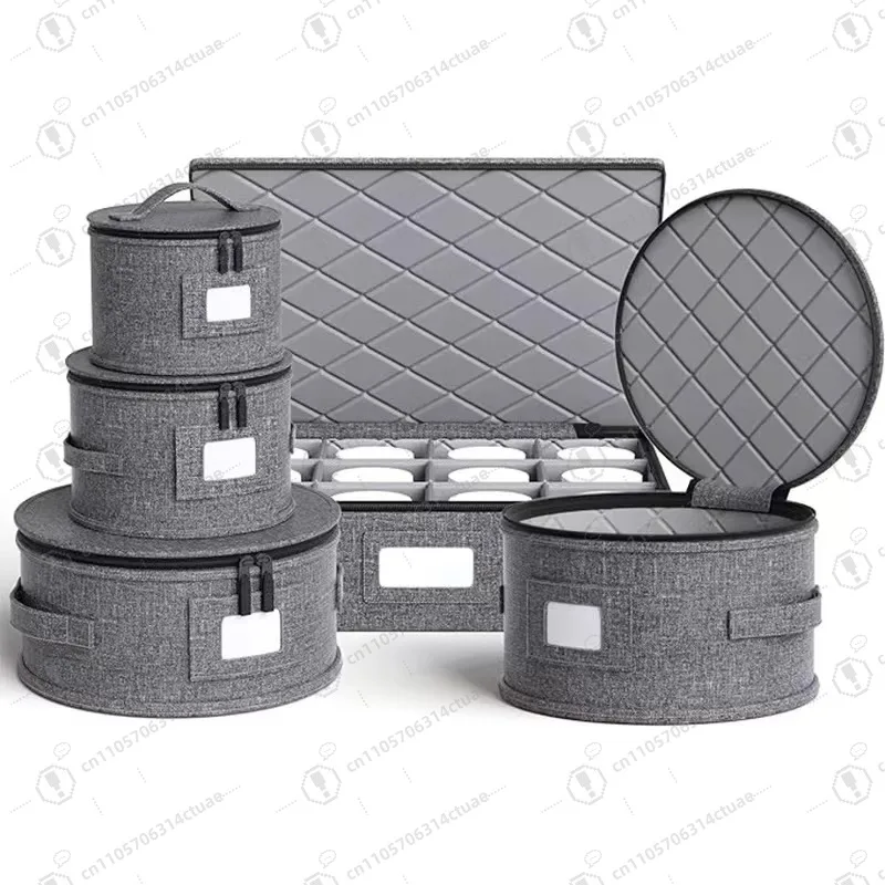 

4/5PCS Fabric Storage Boxes for Plates & Bowls Kitchen Utensil Dustproof Containers with Drawstring Lids
