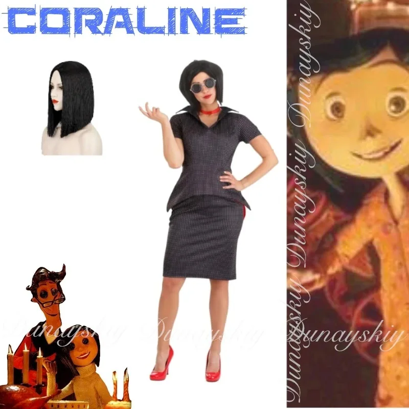 ชุดคอสเพลย์คอรัลไลน์ DY20Coraline Y La Puerta Secreta ภาพยนตร์ Coraline และ "พ่อแม่ของเธอ" พร้อมครอบครัว ชุดคอสเพลย์อนิเมะครบชุด