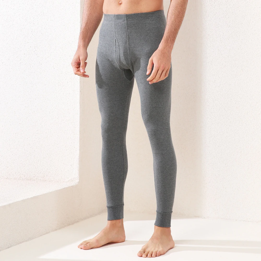 

Mens Winter Warm Trousers Pants Slim Fit Leggings Low Rise Bulge Pouch Long Johns Underwear Fleece Lined Elastic Sleep Bottoms