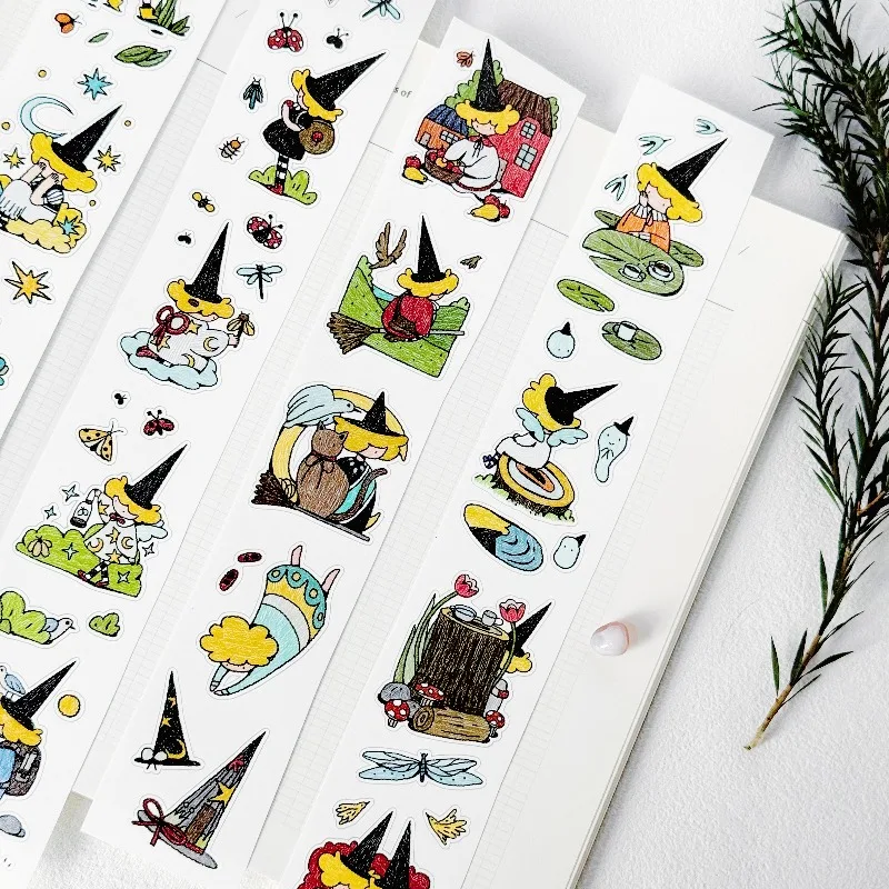 Triangular Hat Little Witch Die Cut Yupo Washi PET Tape Craft Supplies DIY Scrapbooking Decorative Plan Sticker