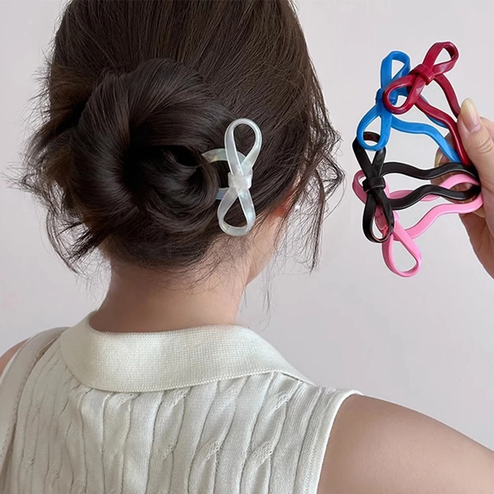 U-Shaped Bow Hair Stick Fashion Acrylic Hairpin Fashion Hair Clip Comb Bun Sweet Headwear Women Hairstyle Girls Hair Accessories view 2