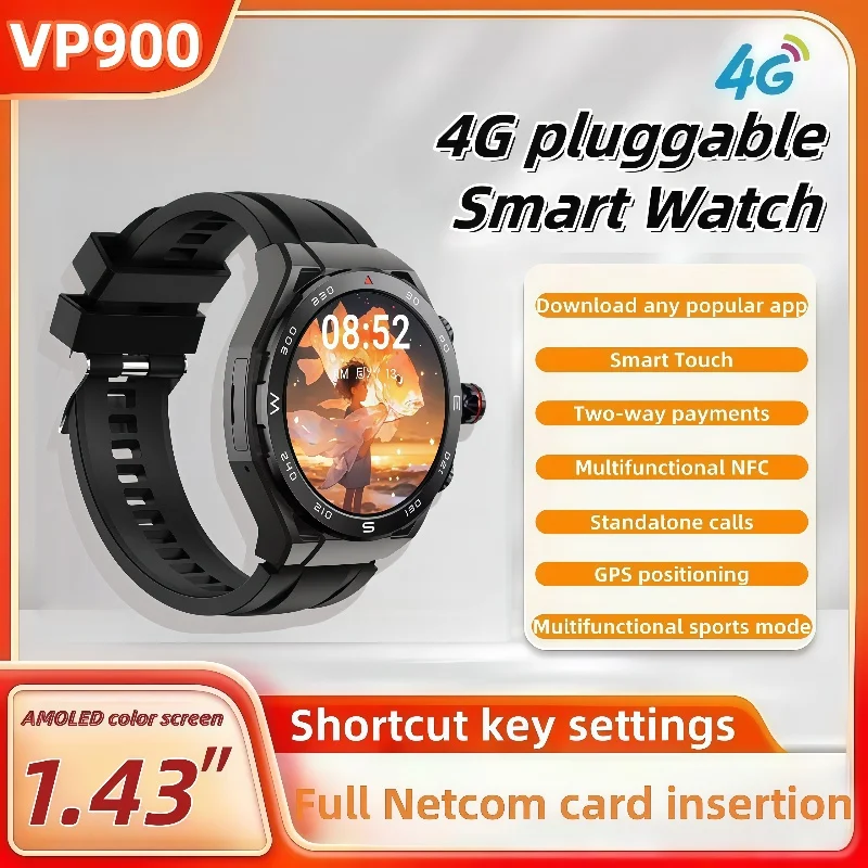 

2025 NEW GPS Smart Watch Men VP900 Waterproof Smart Watches Compass Altimeter Barometric 1.43'' AMOLED Bracelet