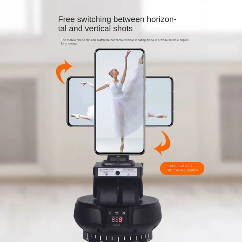 1Set YT1200 AI Auto Motorized Head Plastic Tracking Remote Control Head Stabilizer With Follow-Up Function For Phone Camera