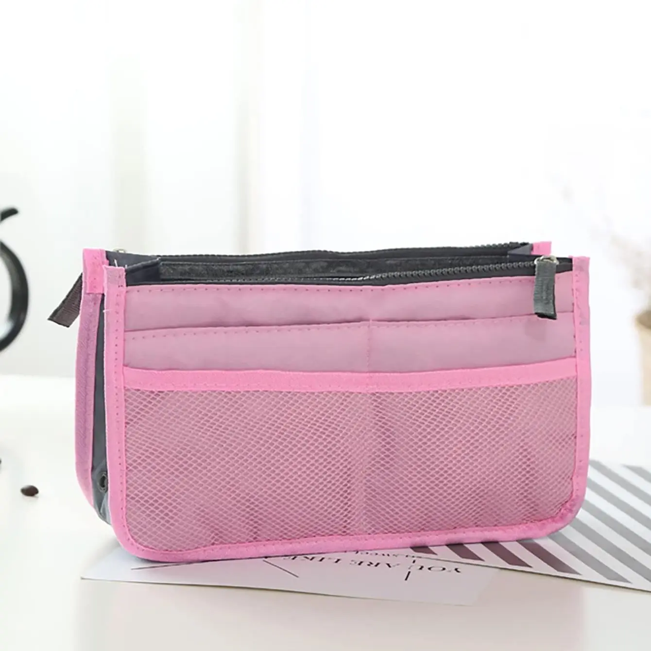 1PC-Organizer Insert Women Storage Bag Nylon Travel Insert Organizer Handbag Purse Large Liner Makeup Cosmetic Bag Tote Pouch