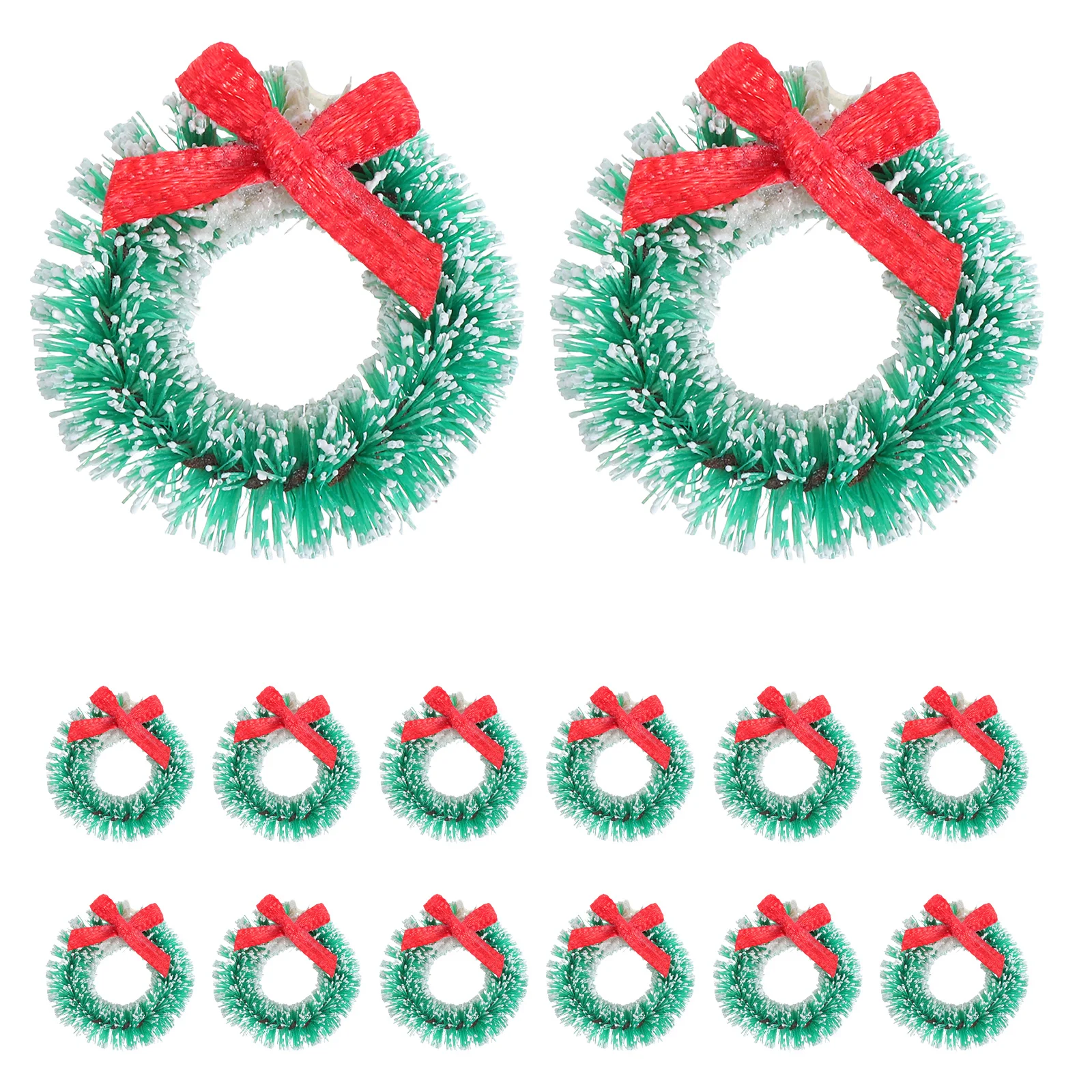 

24Pcs Mini Christmas Garland 2.5cm with Bows Sisal Material Artificial Greenery for Porch Wall Stairs Winter Celebration