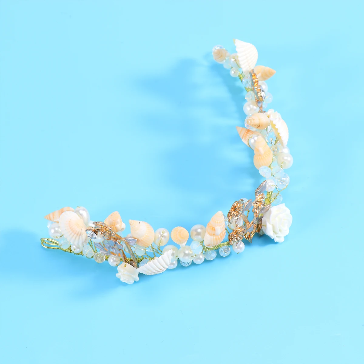 

Pearl Headband Crown Elegant Shell Flower Design Wedding Bridal Party Prom Accessories Bridesmaid Pearl Hair Tool