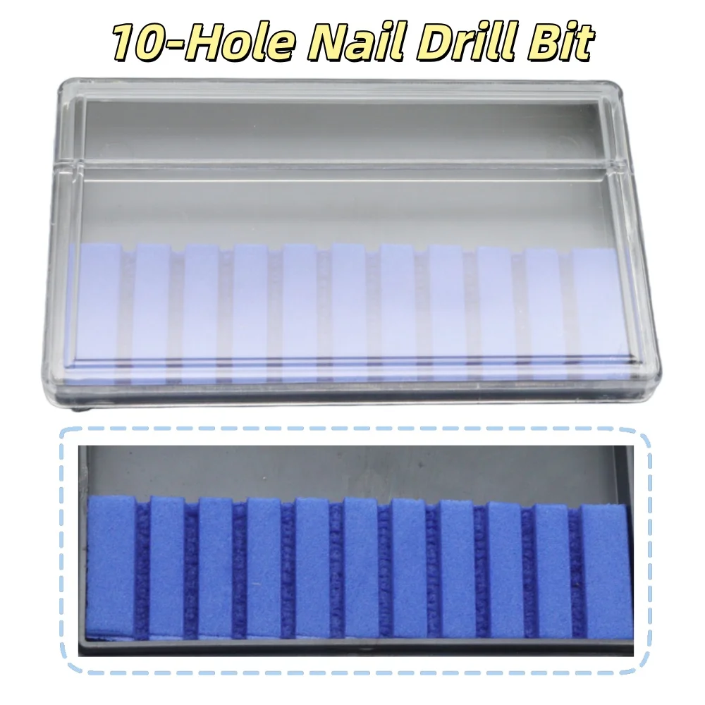 Nail Drill Bits Organizer Box 10 Slots 2.35mm – Nail Art Storage Holder Display Case for Manicure Tools view 4