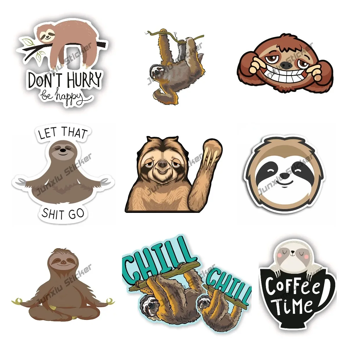 Cute Sloth Stickers Meditating Decal Time Funny Coffee Sticker for Laptop Cup Decoration