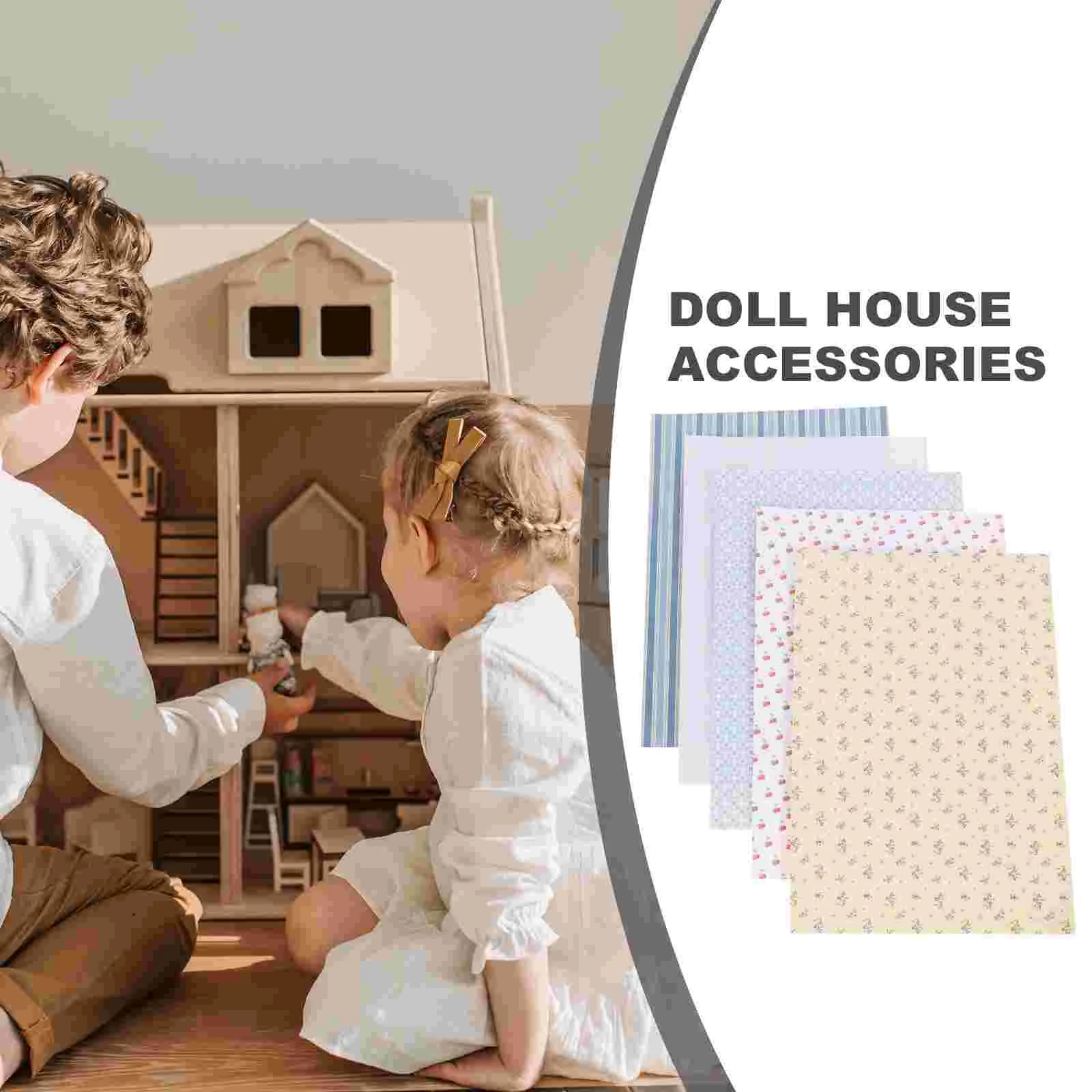 5 Sheets House Wallpaper Miniature Accessories Decorate Self-adhesive Stickers