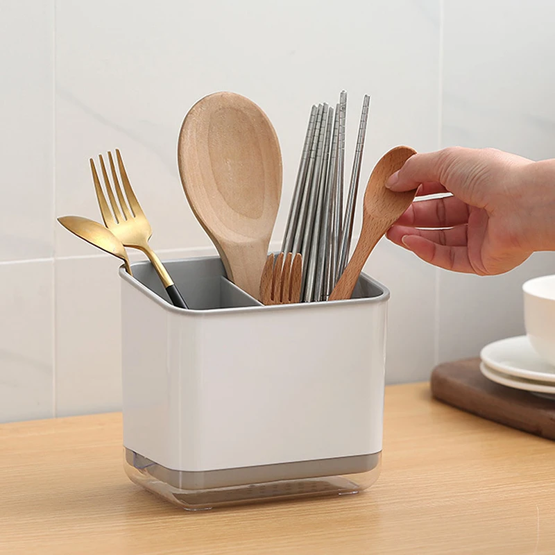 Plastic Drainer Chopstick Spoon Storage Holder Multifunctional Drain Double Layer Cutlery Knife Fork Drain Racks Kitchen Tools