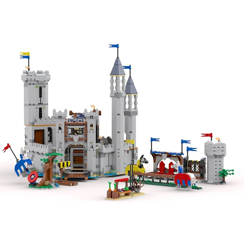 

2037 шт. MOC, большая средневековая лошадь, модель замка рыцаря, сделай сам, сборка, строительные блоки, игрушки, детский подарок на день рождения