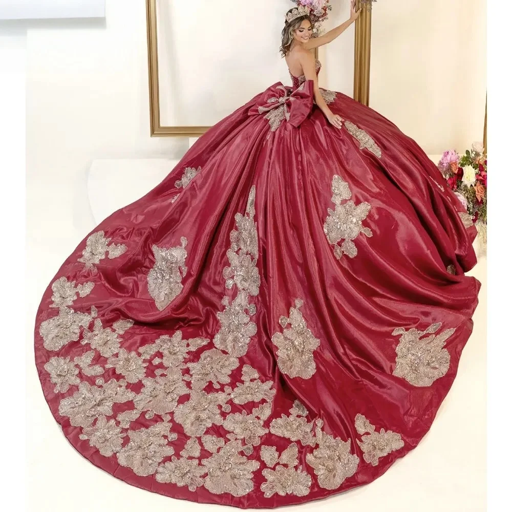 فساتين Quinceanera منتفخة من Charro فستان حفلة على شكل قلب مزين بالخرز المكسيكي الحلو 16 فساتين 15 Anos مخصصة #2