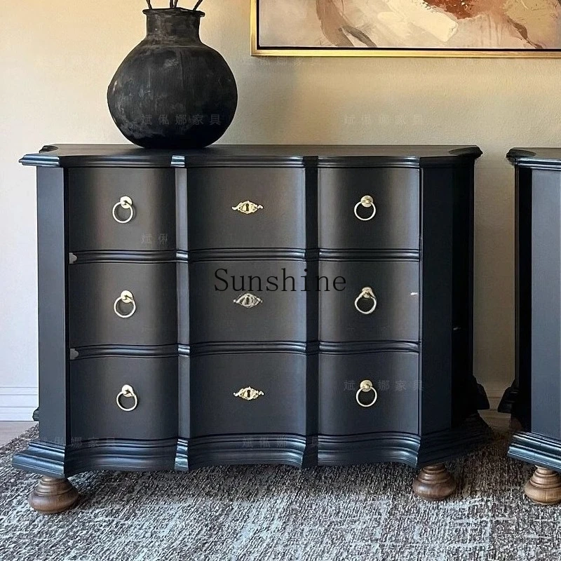 

retro solid wood chest/black storage/wabi sand wind storage/customizable simple and modern