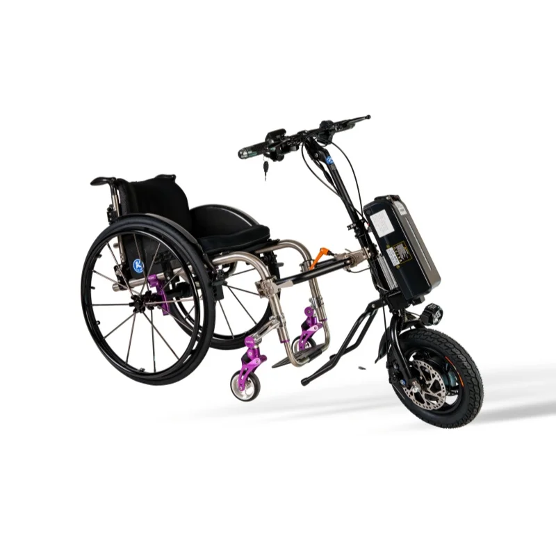 Coofull Heibao  350W 48V 15Ah 50km Range Dual Disc Brakes Side Connection Electric Wheelchair Attachment USB Charging Port view 6
