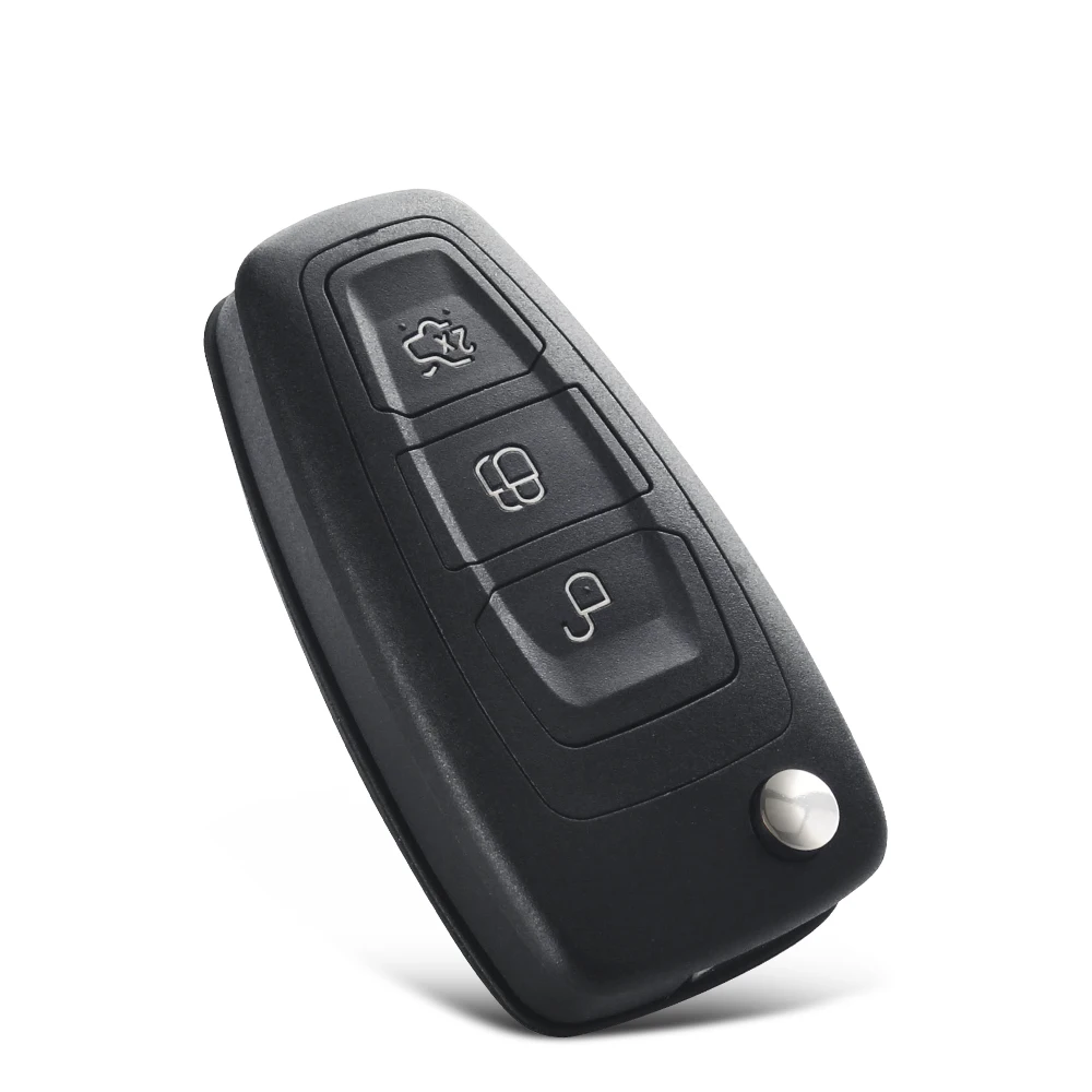 KEYYOU 10 Chiếc Cho Xe Ford Focus Mondeo Fiesta 2013 Flip Remote Vỏ Chìa Khóa Chìa Khóa Ô Tô 3 Nút Fob Tự Động ốp Lưng FO21 HU101 Lưỡi Dao