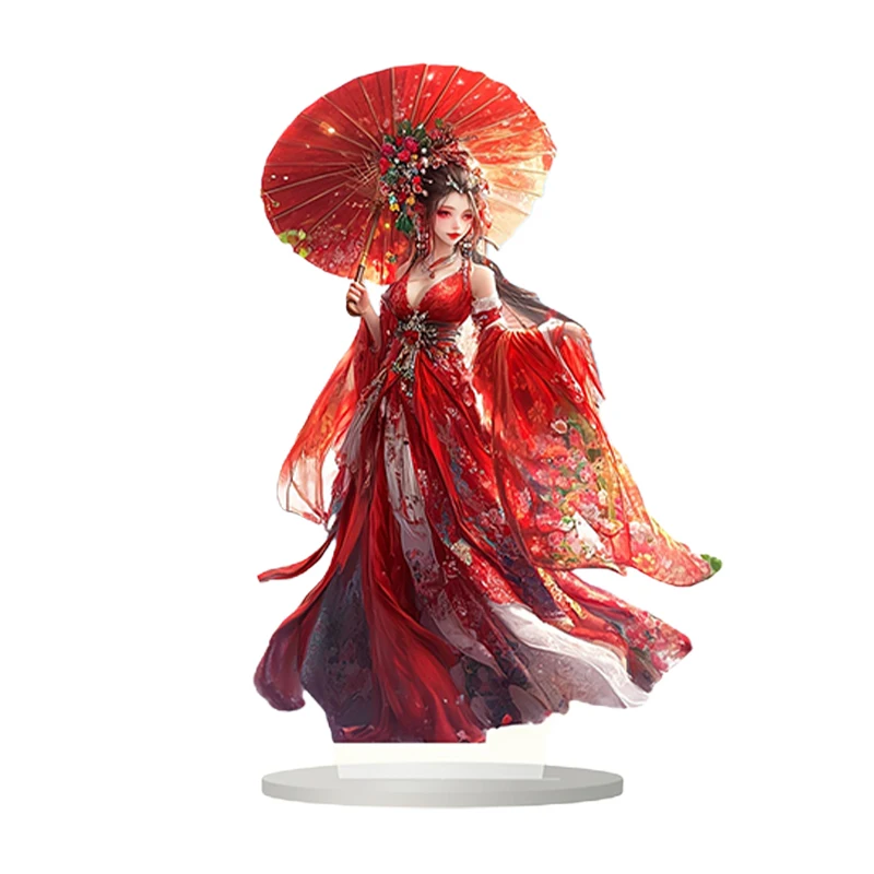 Ancient Female Holding Umbrella Decorations 2D Flat Acrylic Table Top Decor Office TV Cabinet Desktop Home Decoration Ornaments