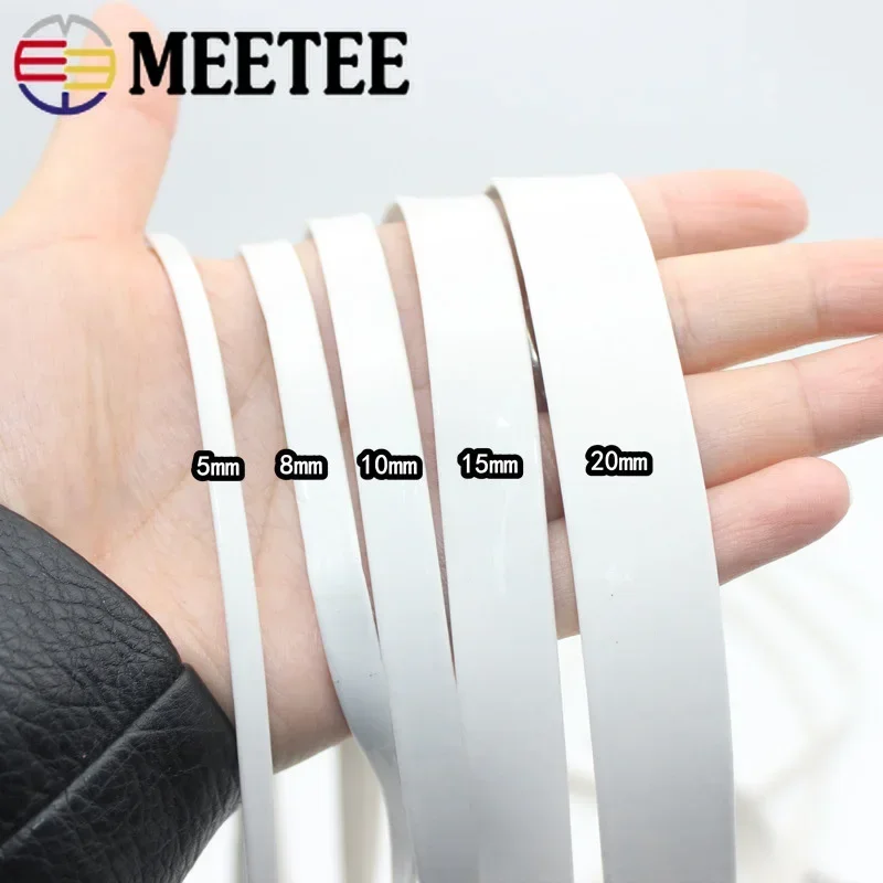 Meetee 5M 5-20mm PU Mirror Hemming Ribbon Leather Webbing Jewelry Decoration Rope DIY Headdress Bead Clothes Edge Accessories