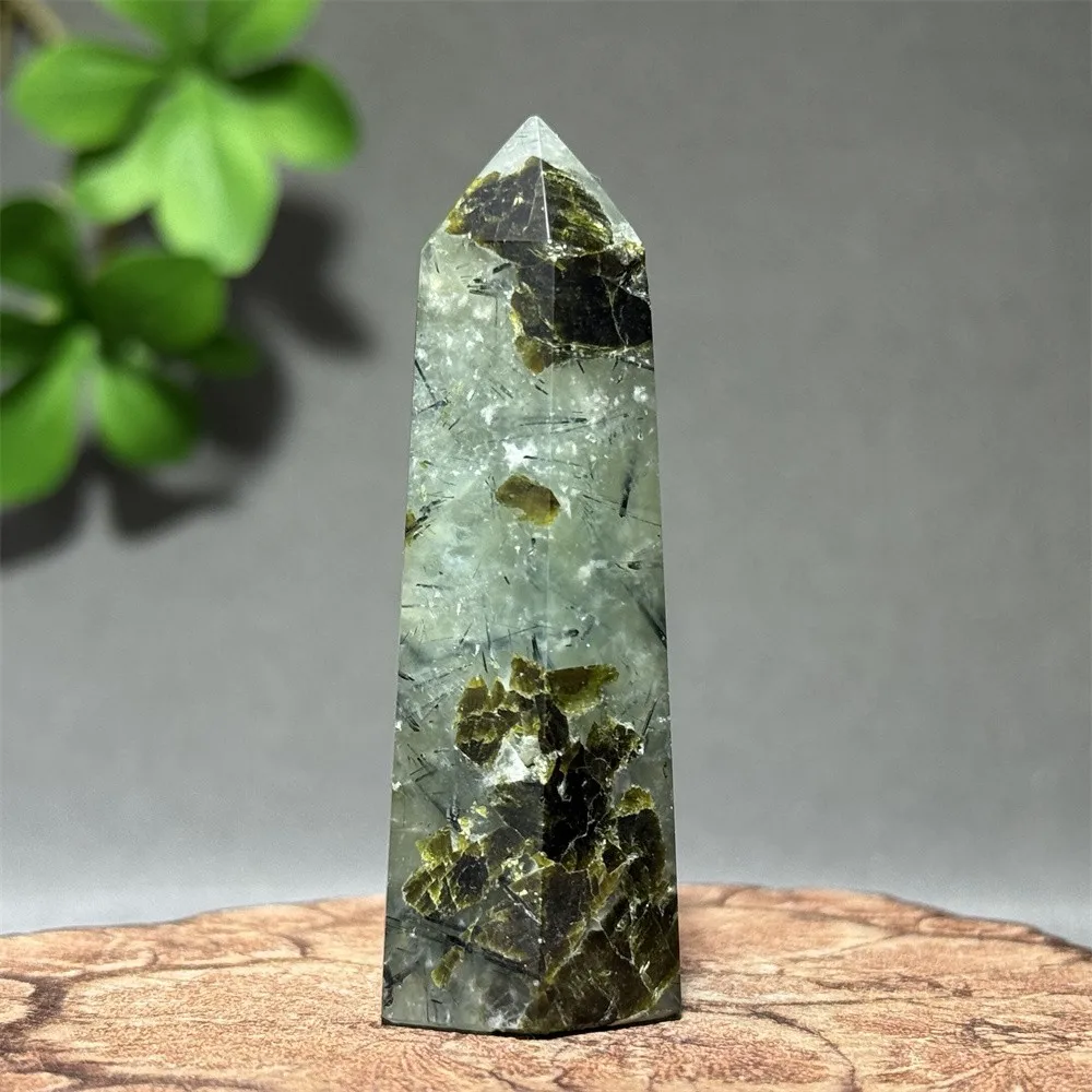 Natural Green Grape Agate Tourmaline Obelisk Mineral Crystal Specimen Home Decoration Reiki Psychotherapy Meditation Energy