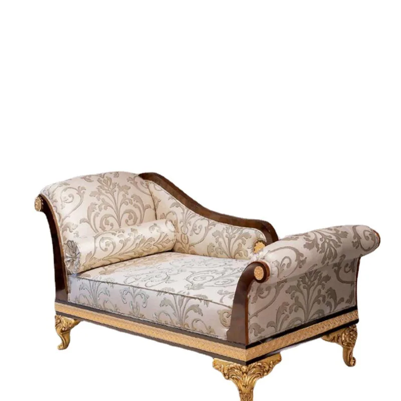 

Neoclassical Bedroom Furniture Birch Carved Beauty Couch Luxury Fabric Princess Chair Sofa Chair