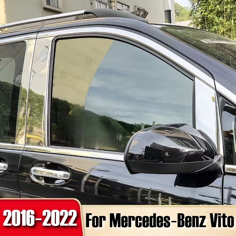 Fit for Mercedes‑Benz Vito W447 2016‑2022 ABS Silver Car Window Pillar Post Cover Trim Exterior Glass Decoration Accessories