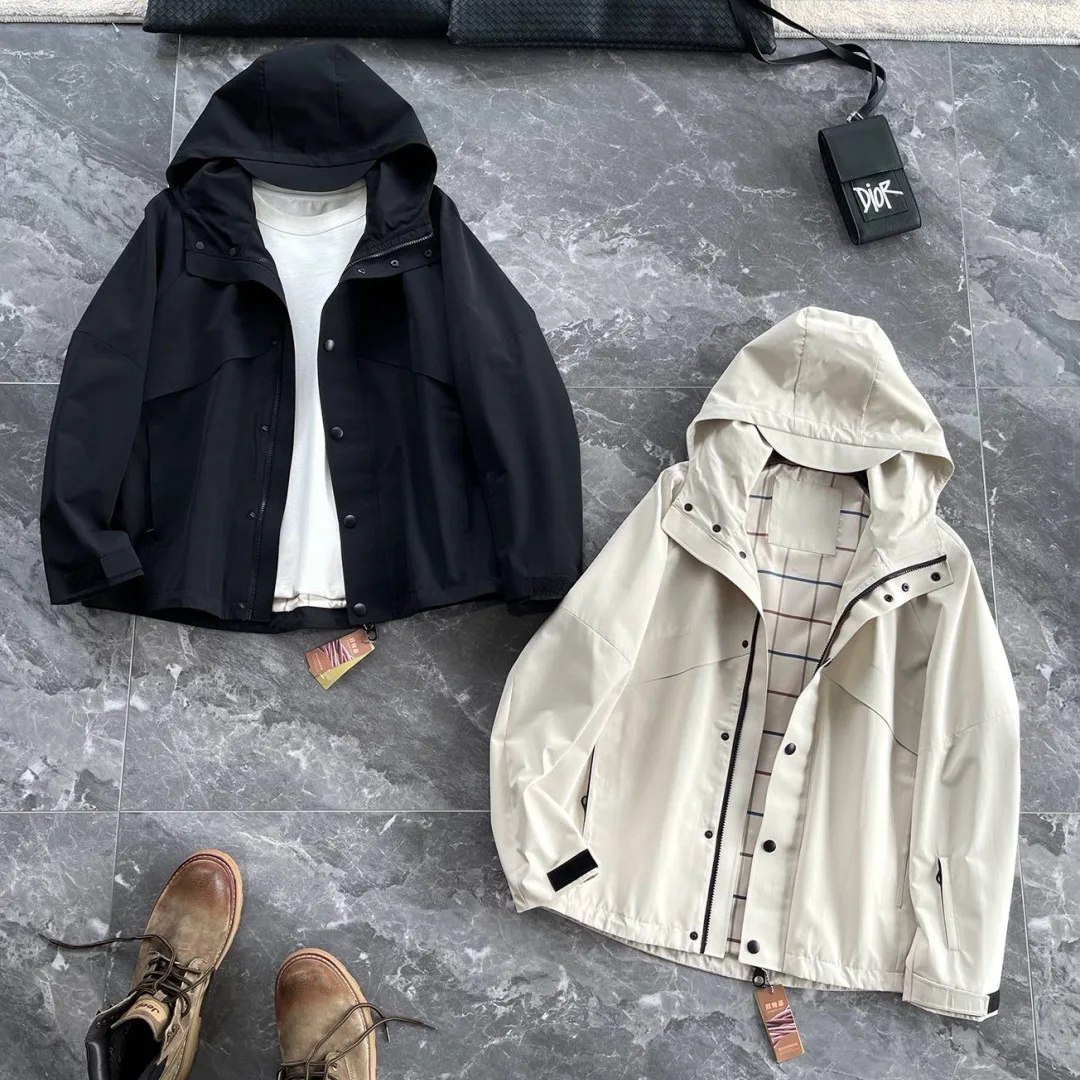 

Italy LP men's clothing 2025 autumn and winter new fashion solid color loose men's casual windproof hooded jacket jacket