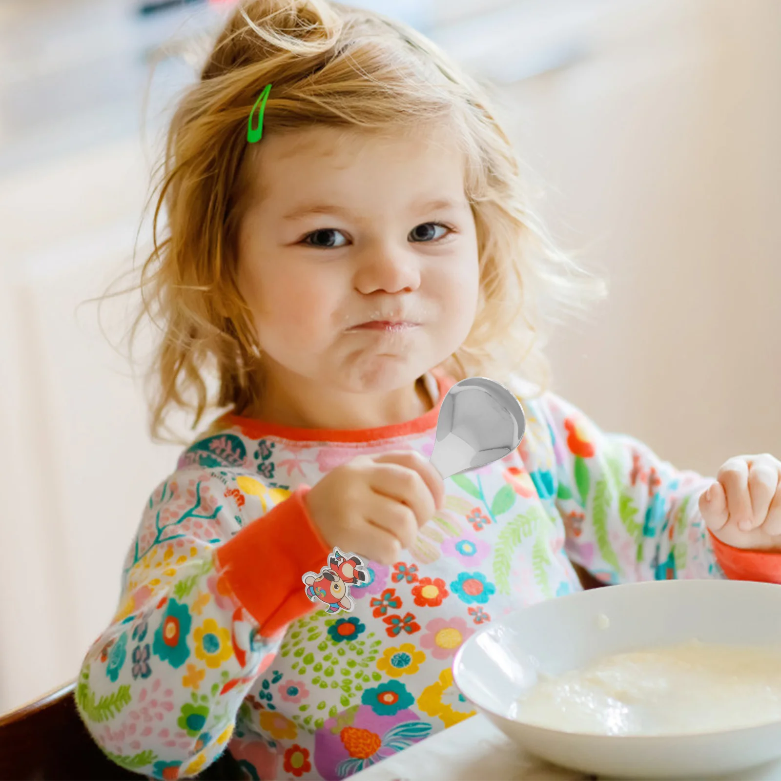 

5Pcs Kids Stainless Steel Spoons Cartoon Style Animal Year Theme Fine Polishing Safe Rounded Edges Easy to Clean Child Tableware