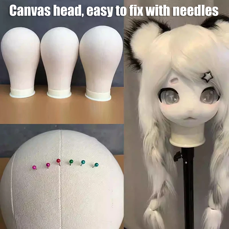 

Canvas Wig Head 21-24inch Mannequin Head Wig Stand Holder for Wig Making Hairstyling Display