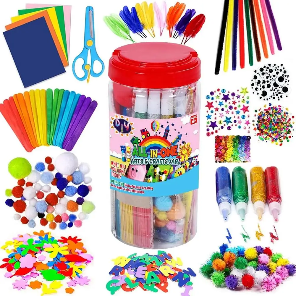 DIY Material Pack Twister Stick Set Kindergarten Hair Root Hair Ball Top Handmade  Arts And Crafts Supplies Items For Child