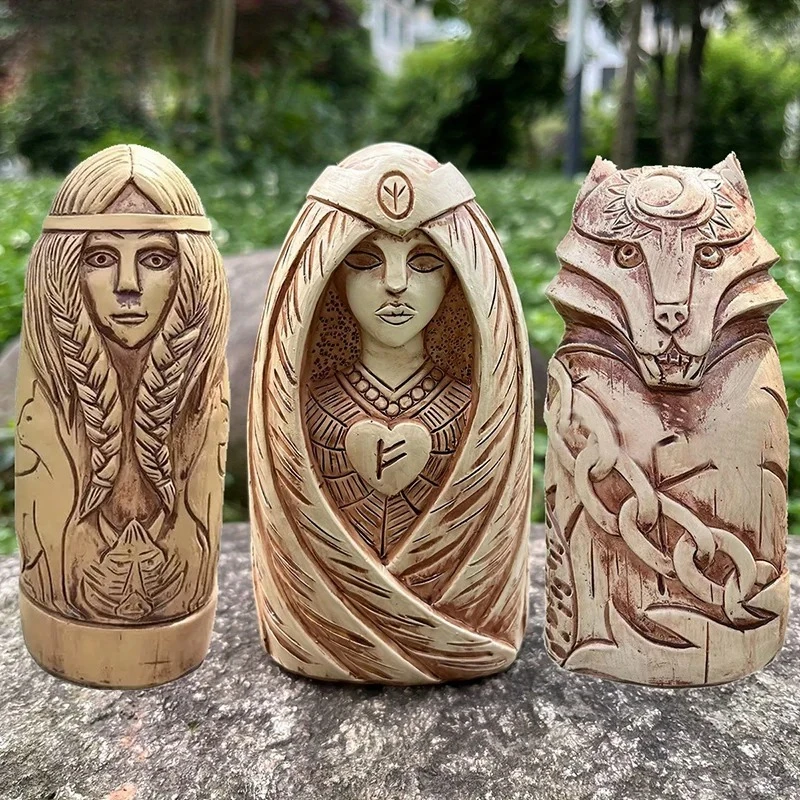 Freya Wikinger-Göttin-Statue, Kunstharz-Skulptur, religiöse Engel-Figur, Bodenmontage, nordische Altarskulptur für Heimdekoration