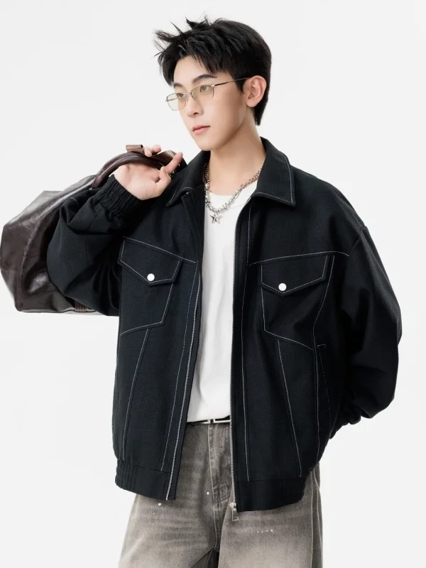 

Trendy Korean Sle Men's Jaet 2025 New Large Size Faionable Commuting Hong Kong Sle Haome Collar Outerwear