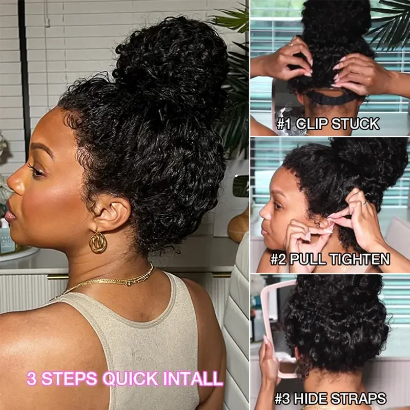 Deep Wave 360 Lace Front Wigs Human Hair 38 Inch HD Full Lace Front Wigs Human Hair Pre Plucked with Drawstring 250 Density Curly Wig for Women