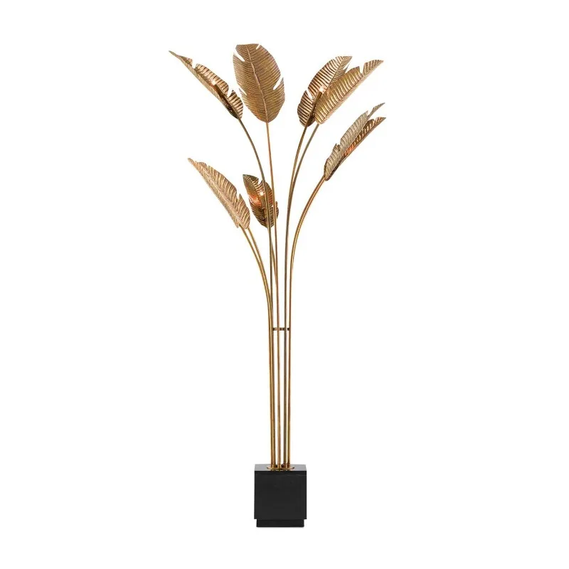 

American light luxury retro banana leaf living room floor lamp villa hotel homestay model room store hall floor lamp