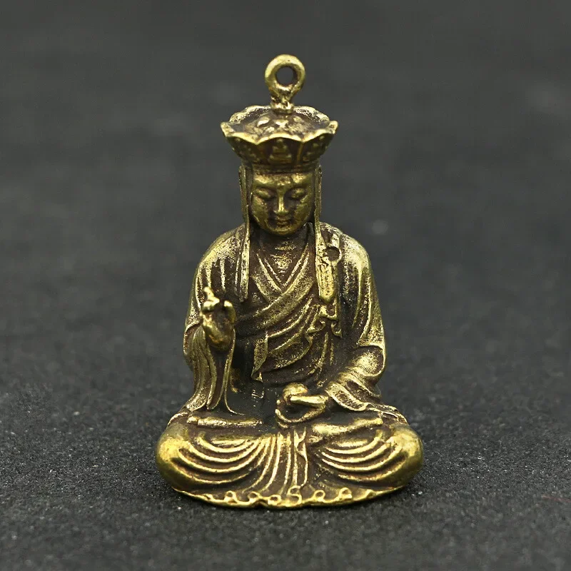 

4.5cm Antique Copper Tang Monk Small Portable Pendant Solid Brass Buddha Statue Home Accessories Desk Decoration