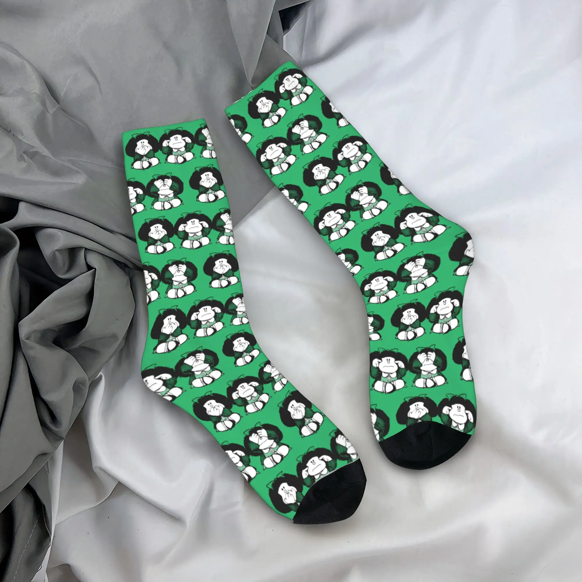 Autumn Winter Funny Unisex Three Monkey Socks Mafalda Cartoon Non-slip Basketball Socks