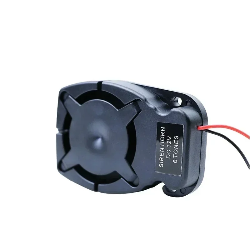 Compact 12V Six-Tone Alarm Siren - 110dB High-Decibel Flat Horn Buzzer, Easy Installation & Slim Design