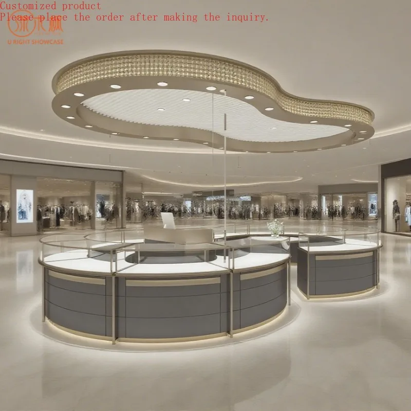 

Custom.Custom Luxury Curved Jewelry Display Cabinets - Brand Landmark Jewelry Display Pavilion for High-End Mall Atriums