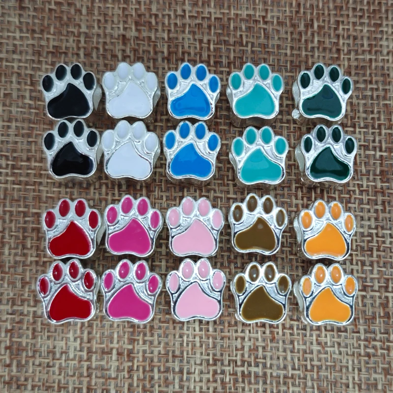 10pcs Big Hole 5mm Bead Animal Paw Prints Beads Bangle Bracelet DIY Jewelry making Beads Wholesale Necklace Accessories Colorful