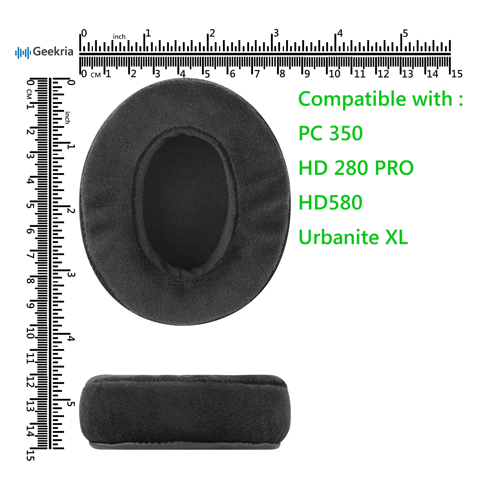 Geekria 컴포트 벨벳 교체 이어 패드, 젠하이저 PC350, HD280 프로, HD580, Urbanite XL 헤드폰용