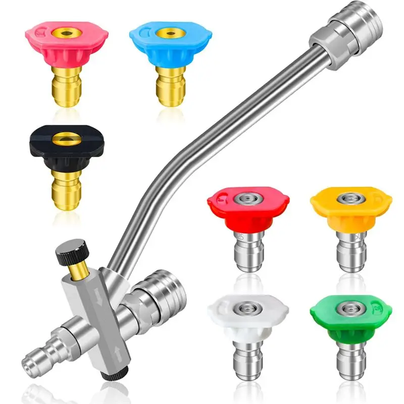 

ABJN-Pressure Washer Dual-Connector Tool With 7 Pressure Washer Nozzle Tips, 1/4 Quick Connect Switch Double Tip Attachment Dura