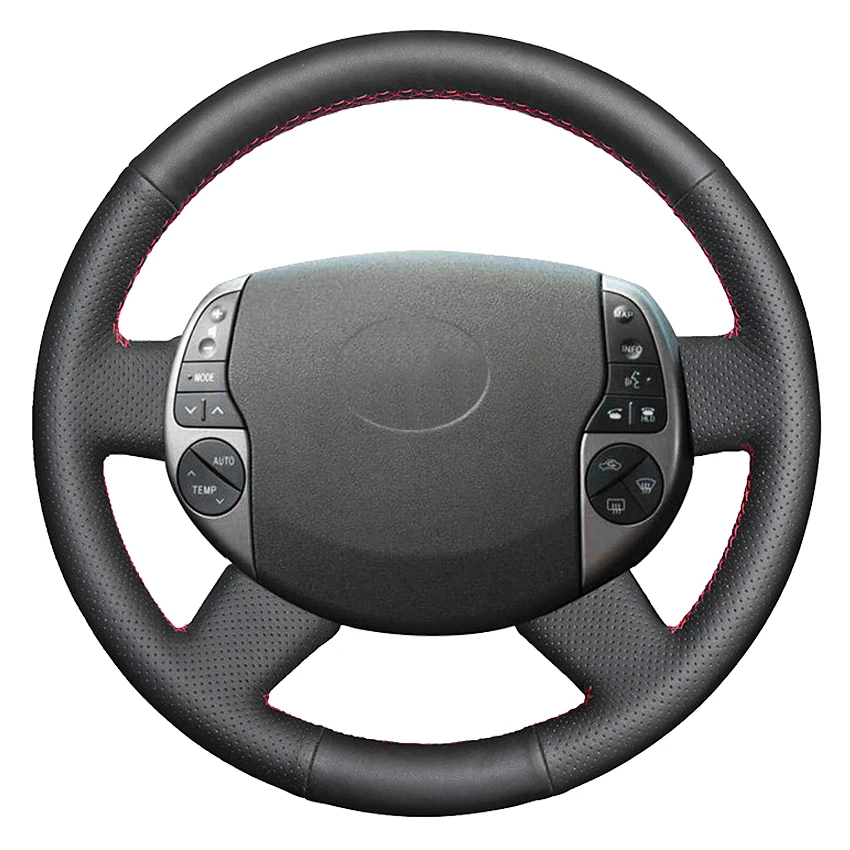 Black Artificial Leather Hand-stitched Car Steering Wheel Cover For Toyota Prius 20(XW20) 2004 2005 2006 2007 2008 2009