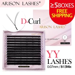 ARISON Large Capacity Y-shape Eyelashes Extension Double Tips YY Lashes Brazilian Individual Lash Hand Woven Faux Mink Eye Lash