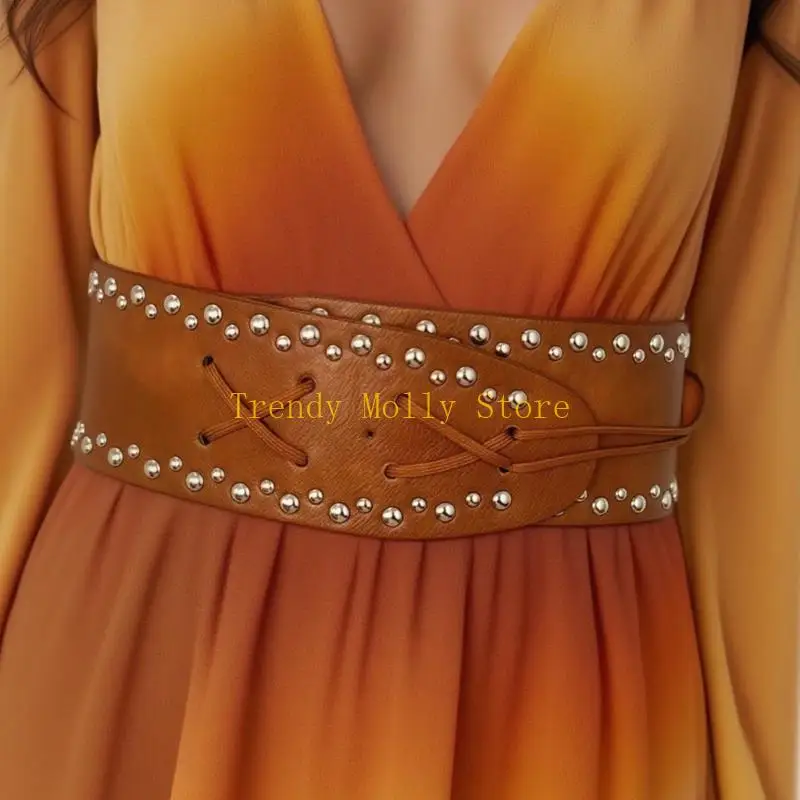 N5KB حزام خصر إضافي ذهبي فاتح قابل للتعديل من الجلد الصناعي مزود بفتحات تهوية للاستخدام اليومي