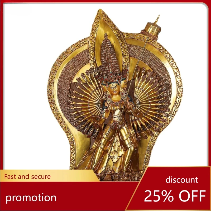 pure copper painted thousand-hand guanyin thousand-hand white umbrella buddha statue copper buddha statue ornaments