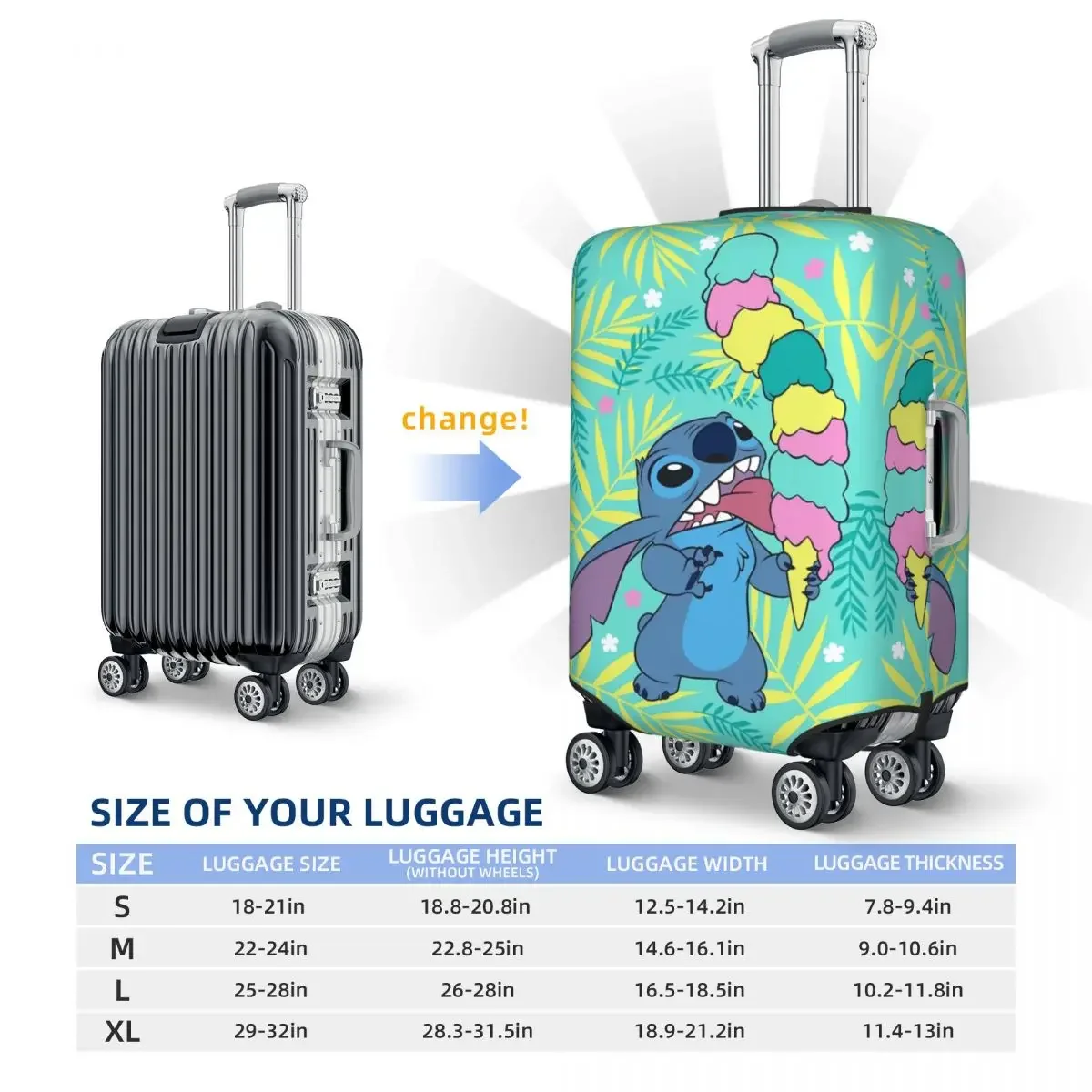 Custom Stitch Luggage Cover Protector Fashion Travel Suitcase Protective Cover for 18-32 Inch