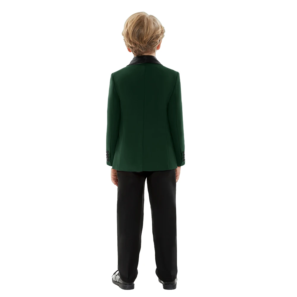 High Quality Boys Formal Suit 4 Pieces Green Party Dresswear for Kids Toddler 3-14 Years Jacket Pants Vest Bowtie Fast Shipping