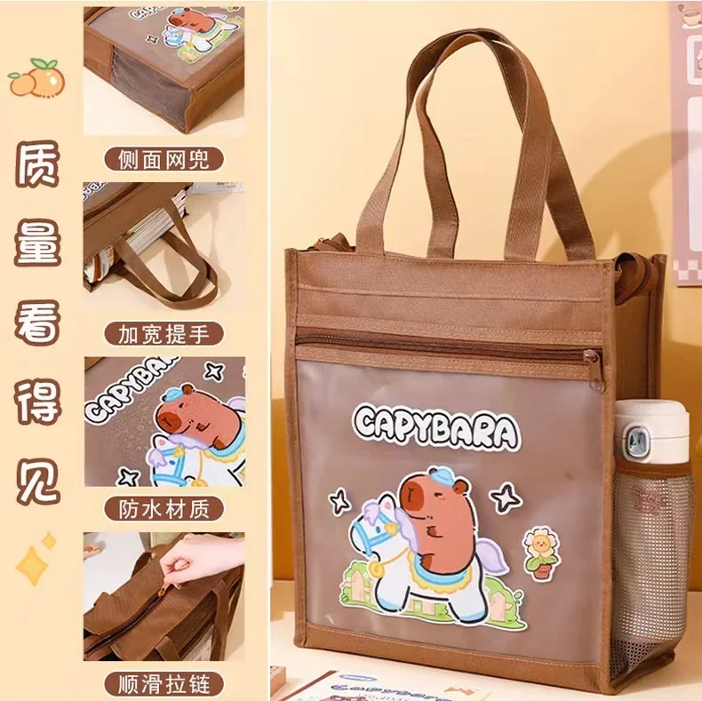 Cartoon Capybara Tier Tragbare Datei Handtasche Große Kapazität Student Buch Test Papier Schreibwaren Tutorial Lagerung Geburtstag Geschenk