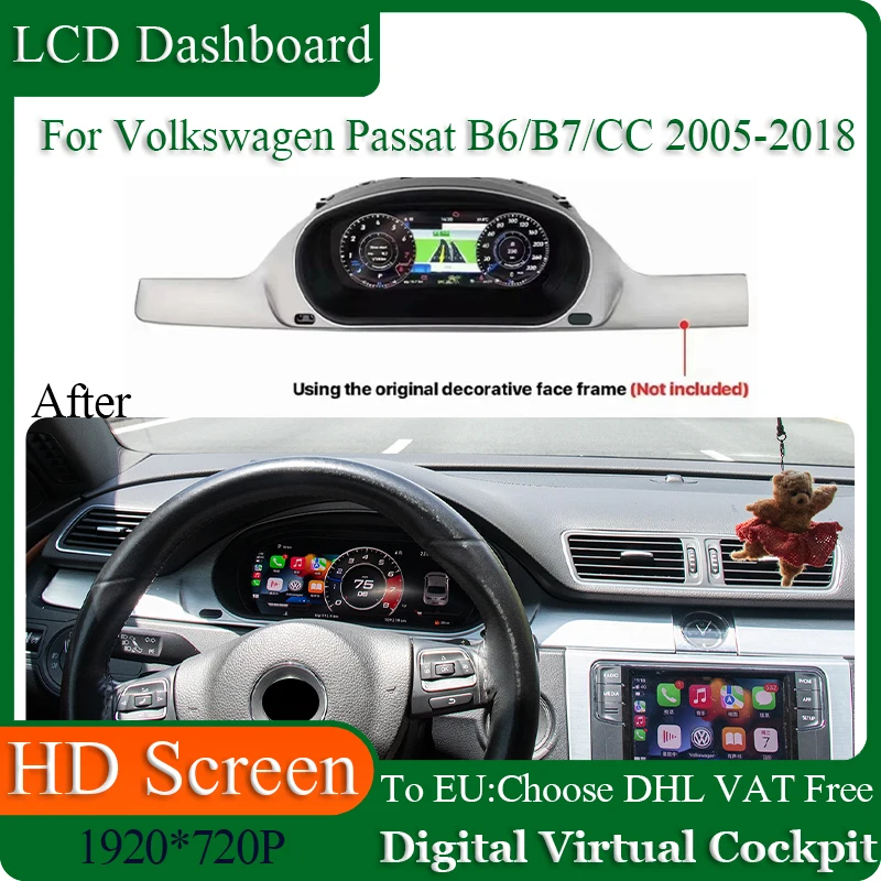 

Latest Car LCD Digital Dashboard Panel For Volkswagen Passat CC B6 B7 2005-2018 Virtual Instrument Cluster Cock Speedometer