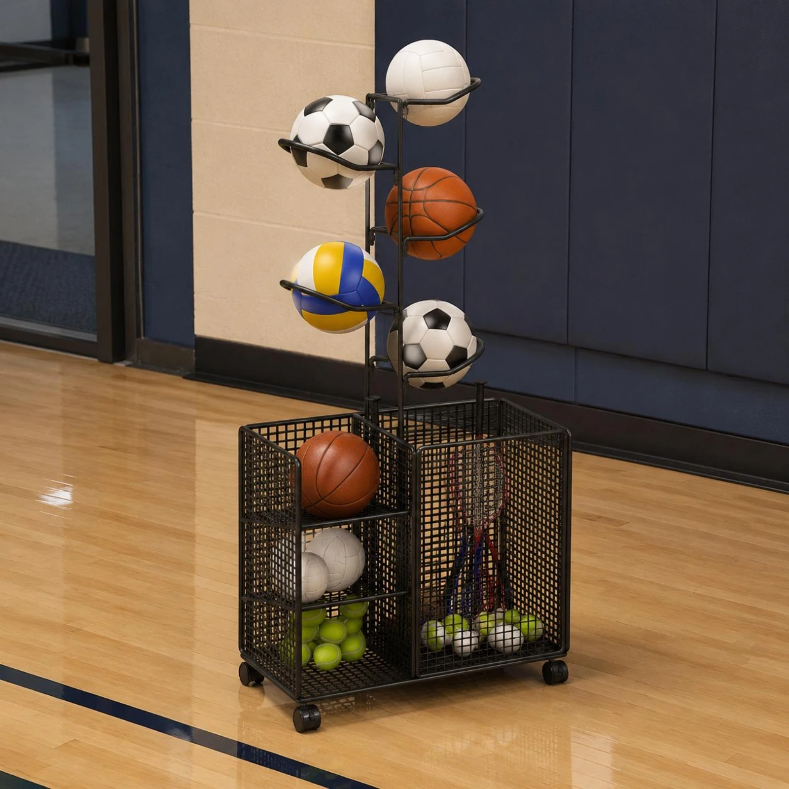 Metalowy mobilny regał sportow – Sports Equipment Trolley recenzja i cena
