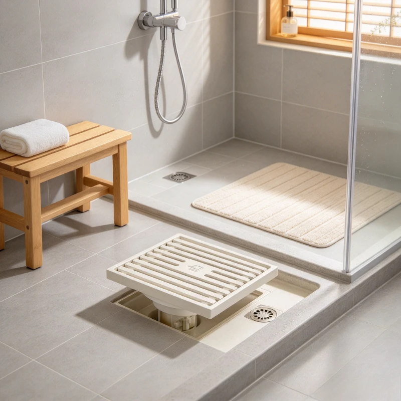 Brass Floor Drain, Odor-Proof Anti-Insect Anti-Clog Bathroom Cover, Hollow Hair Catcher for Shower, Large Flow Drainage Home Use